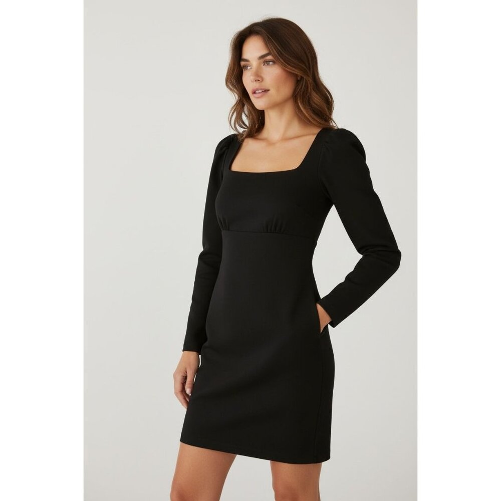 NWT Nicole Miller Little Black Dress Mini Long Sleeve Size 0 $365 [jb]